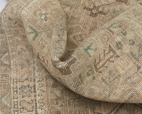 10 Ft Vintage Brown Persian Style Hand Knotted Low Pile Wool Runner Rug